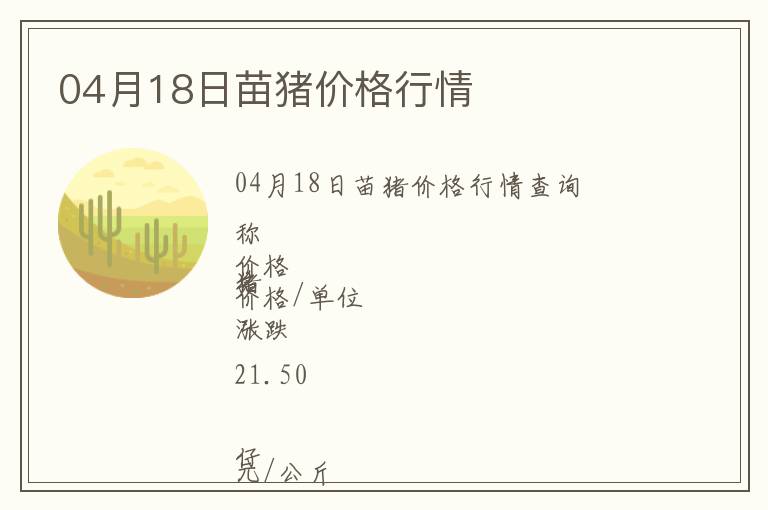 04月18日苗豬價格行情