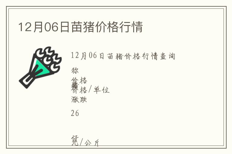 12月06日苗豬價(jià)格行情