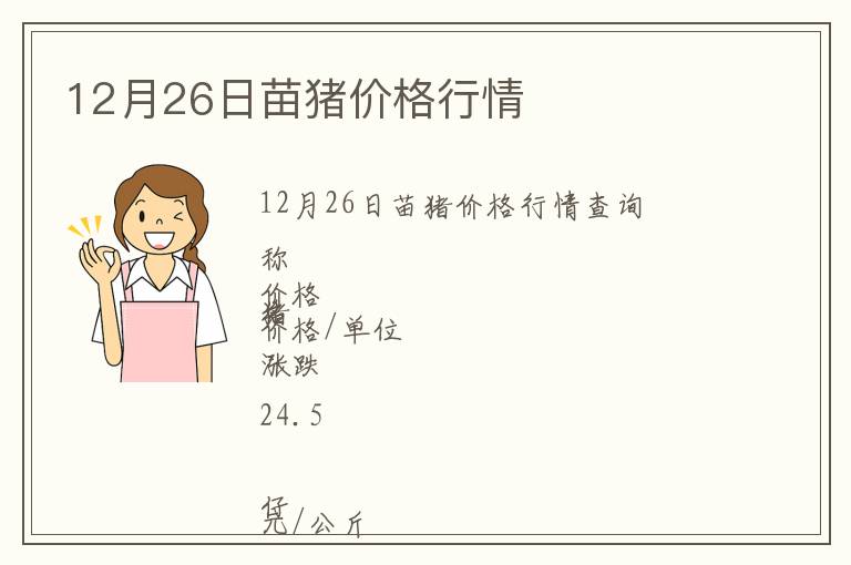 12月26日苗豬價(jià)格行情