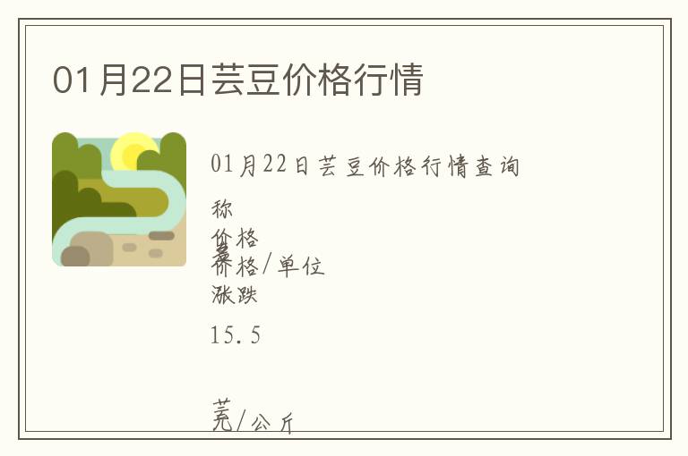 01月22日蕓豆價(jià)格行情