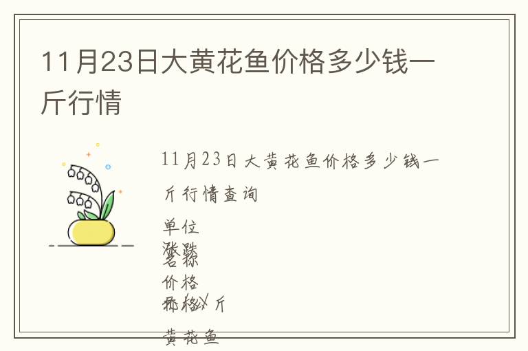 11月23日大黃花魚價格多少錢一斤行情