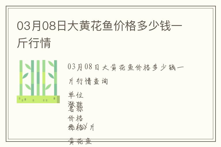 03月08日大黃花魚價(jià)格多少錢一斤行情