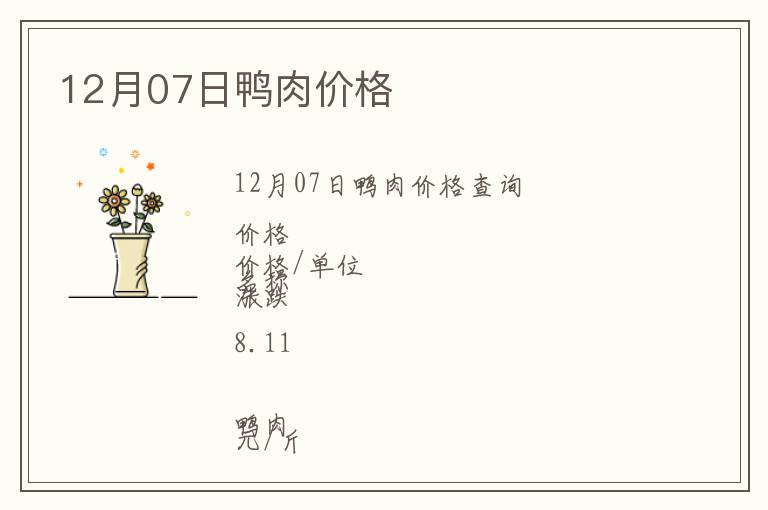 12月07日鴨肉價(jià)格