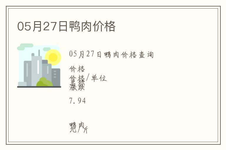 05月27日鴨肉價(jià)格