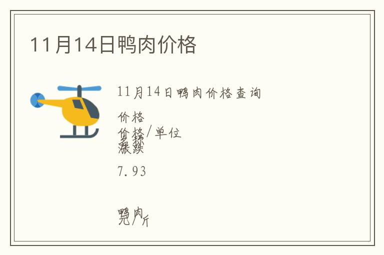 11月14日鴨肉價(jià)格