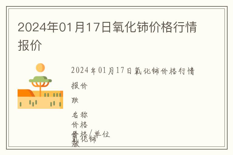 2024年01月17日氧化鈰價格行情報價