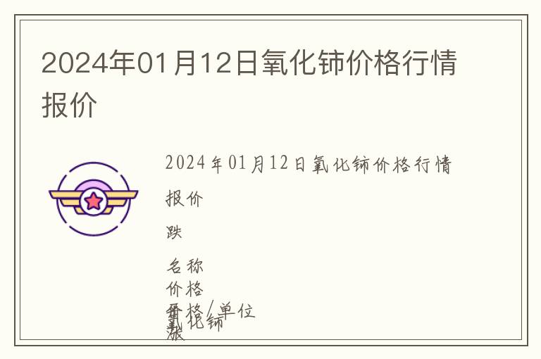 2024年01月12日氧化鈰價格行情報價