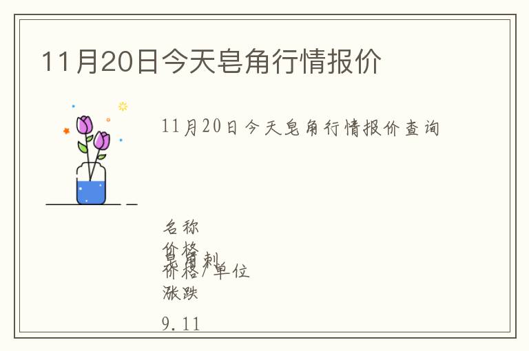 11月20日今天皂角行情報價