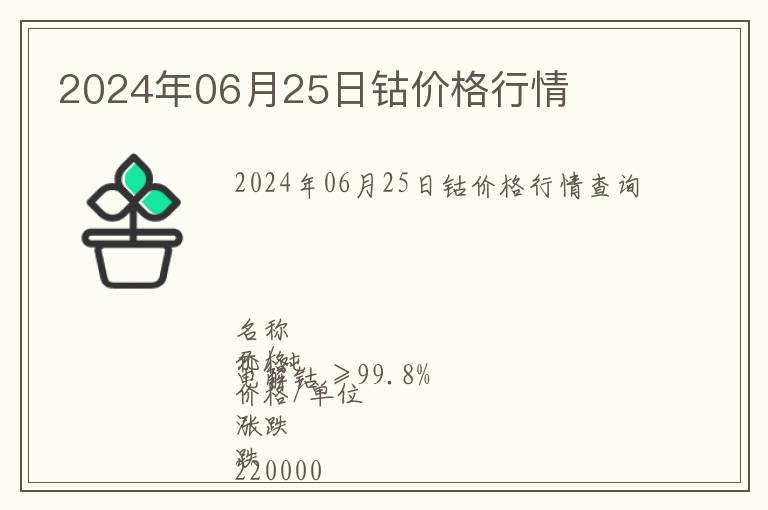 2024年06月25日鈷價格行情