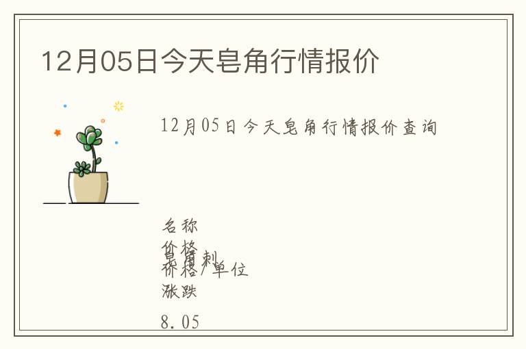 12月05日今天皂角行情報(bào)價(jià)
