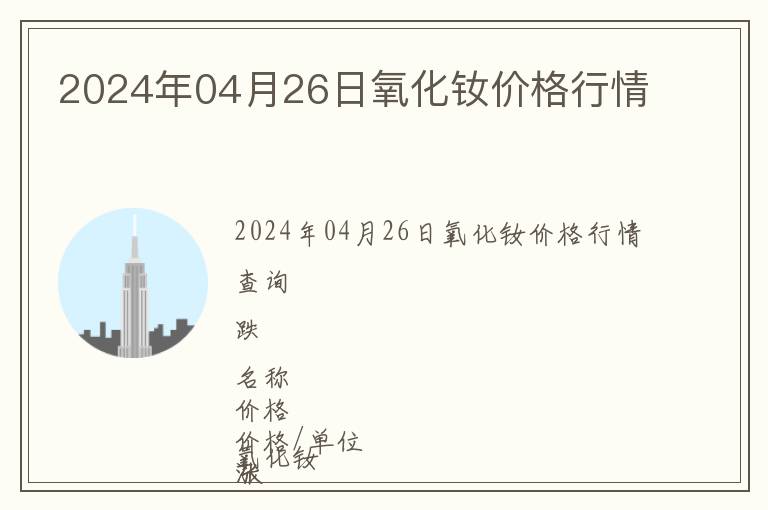 2024年04月26日氧化釹價(jià)格行情